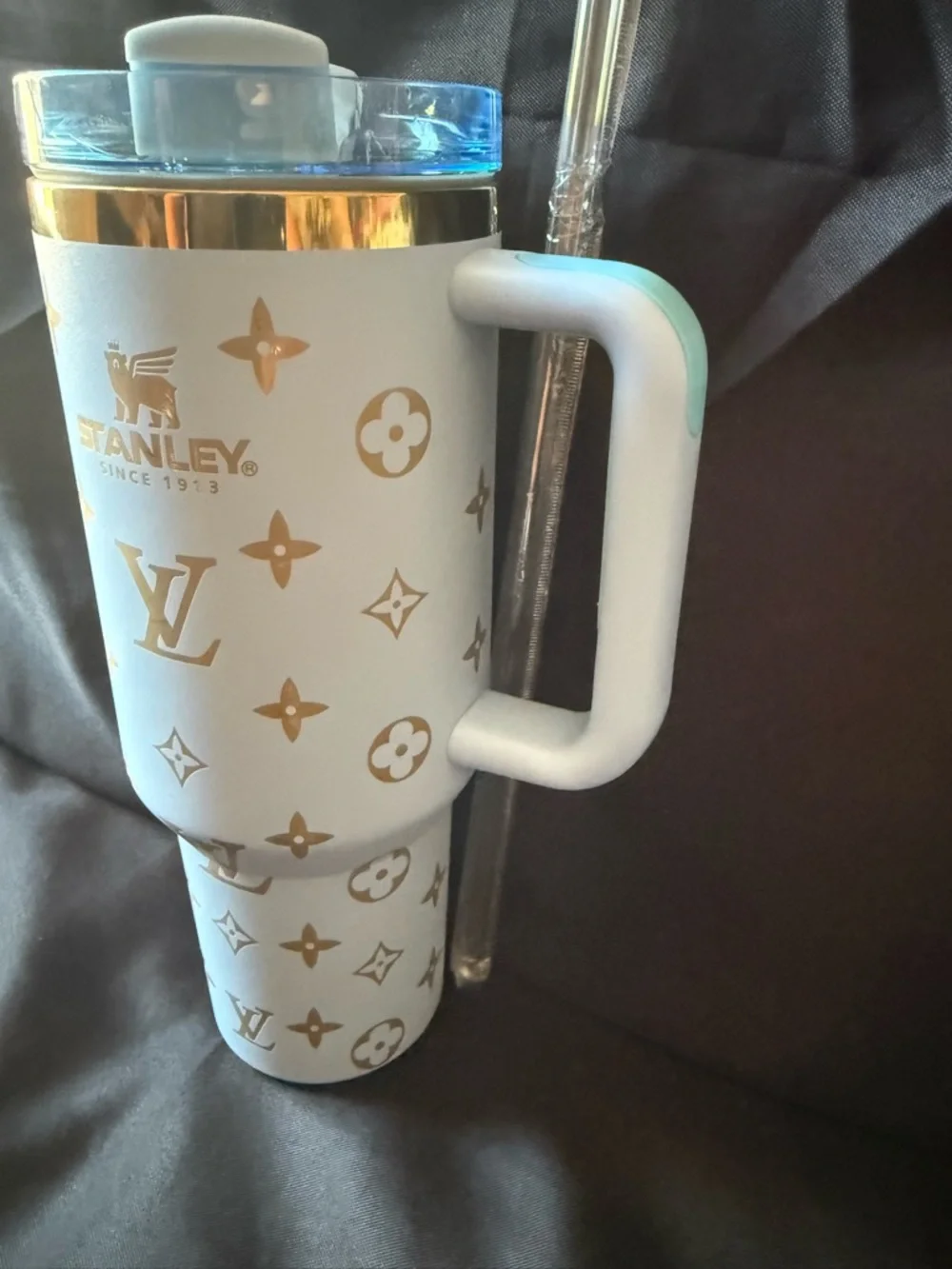 New Stanley 40oz Lavender & Gold Laser LEngravedV w/ Straw (No Original Box) - Picture 3 of 6